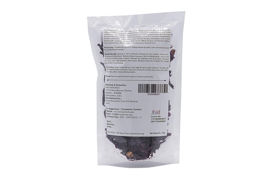 Taru Tribal Gougura Roselle Flower Tea   Pack  30 grams